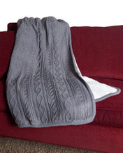 Load image into Gallery viewer, Gray Knit Sherpa Throw
