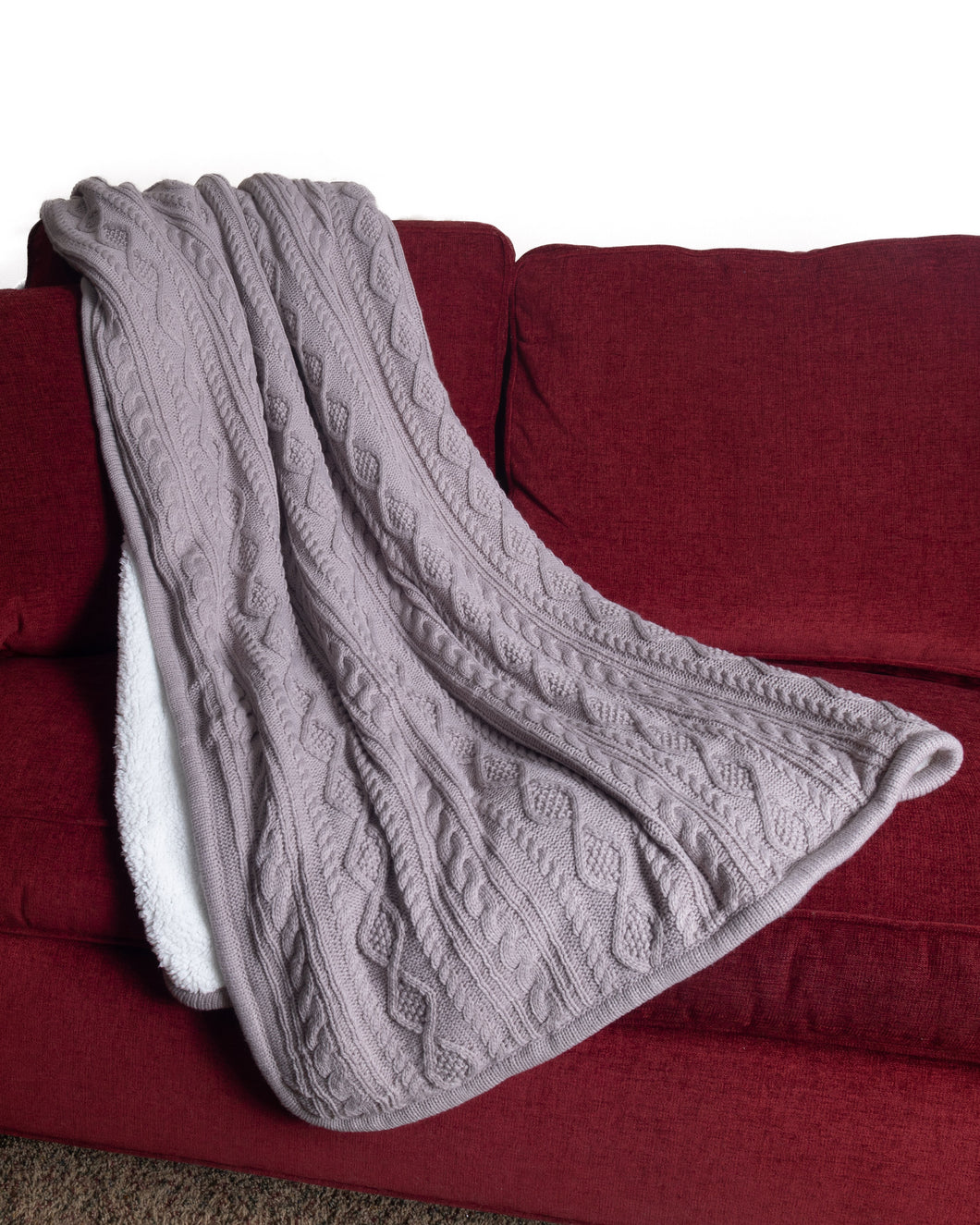 Taupe Knit Sherpa Throw